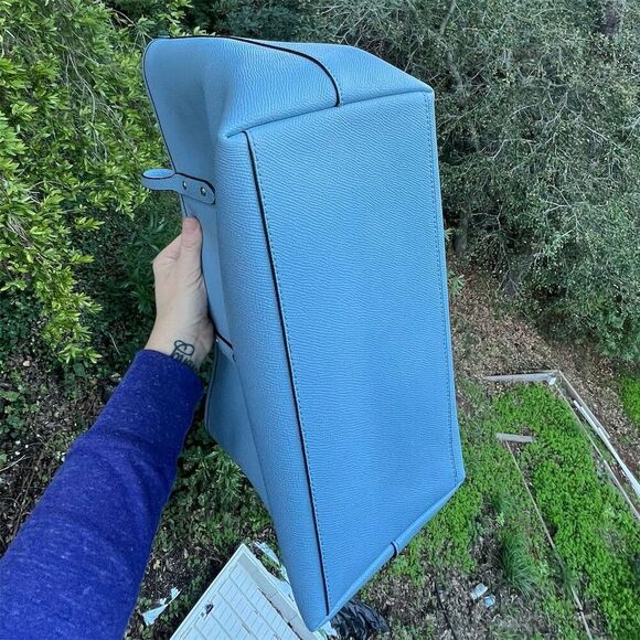 COACH Shoulder Bag City Zip Tote Bag Azure Blue w Silver Hardware AUTHENTIC - Picture 4 of 10